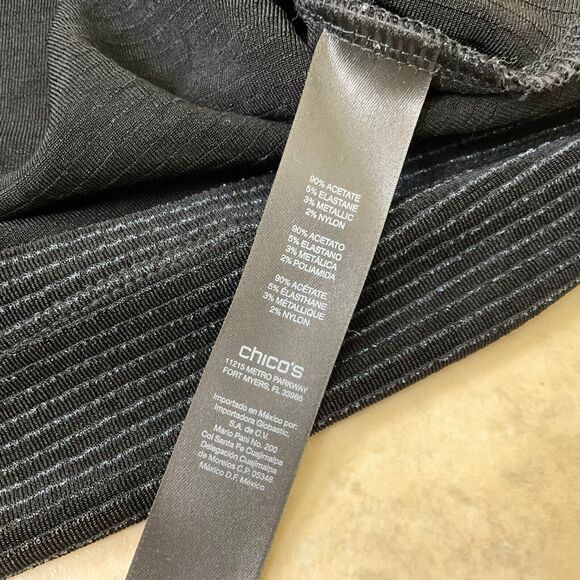 Chico’s Travelers Collection Tunic Top women’s size 3 = XL metallic blk/silver - Picture 9 of 10